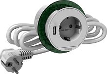 Настольный встраиваемый блок Schneider Electric Unica System+ розетка с заземлением+USB белый картинка